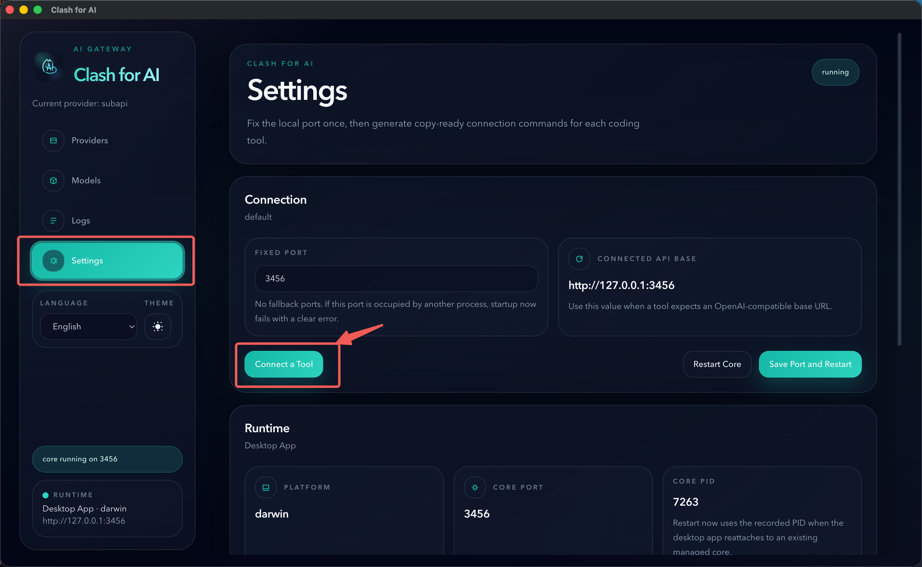 Relay Switch settings page